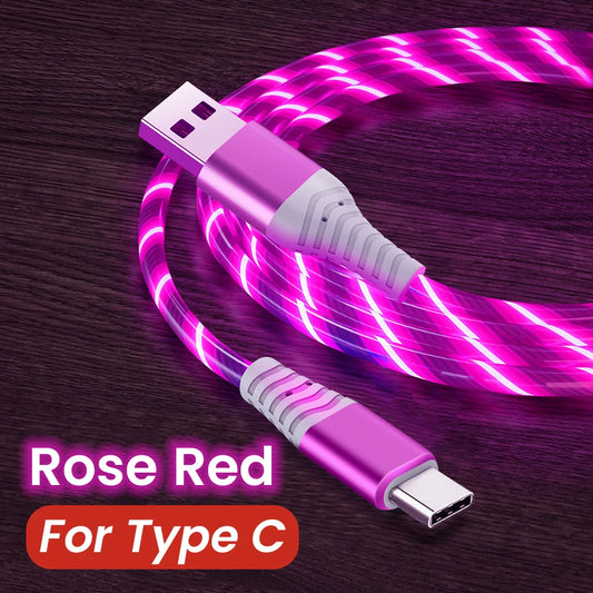Fast Charging Cable Glowing LED Cable Micro USB TypeC Data Cable LED USB C Cord iPhone And Android