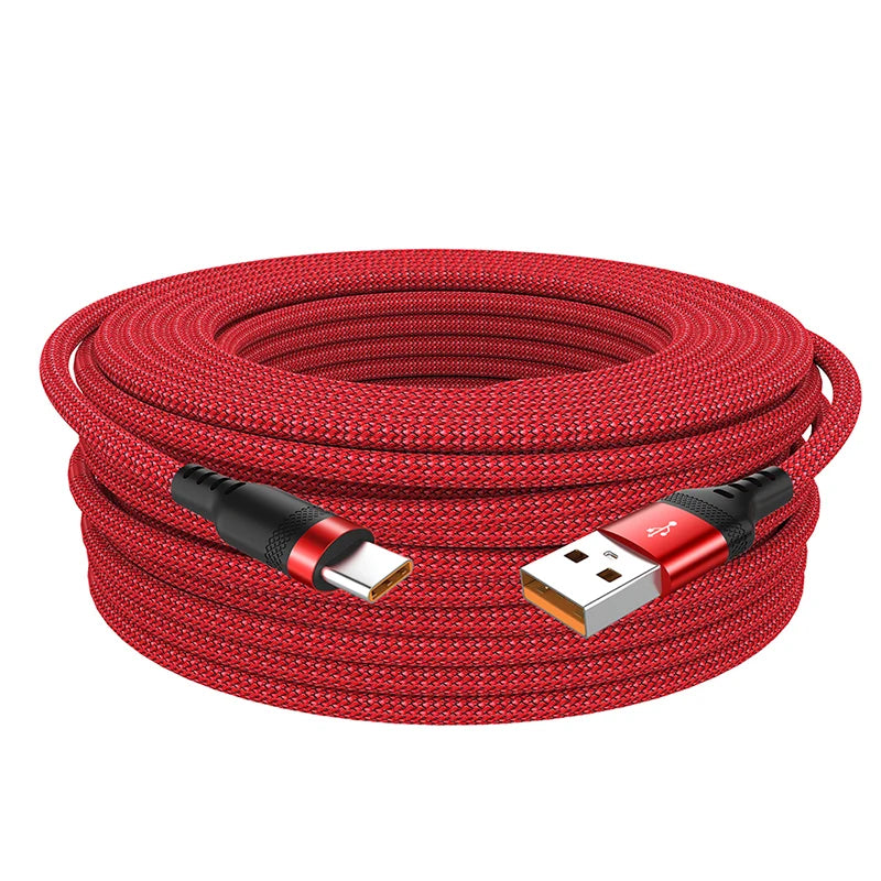 USB to Type C Extended 5-Meter USB C 6A Universal Super Fast - Charging Data Cable Suitable For Iphone,Huawei,Xiaomi,Samsung,Consoles And Tablets.