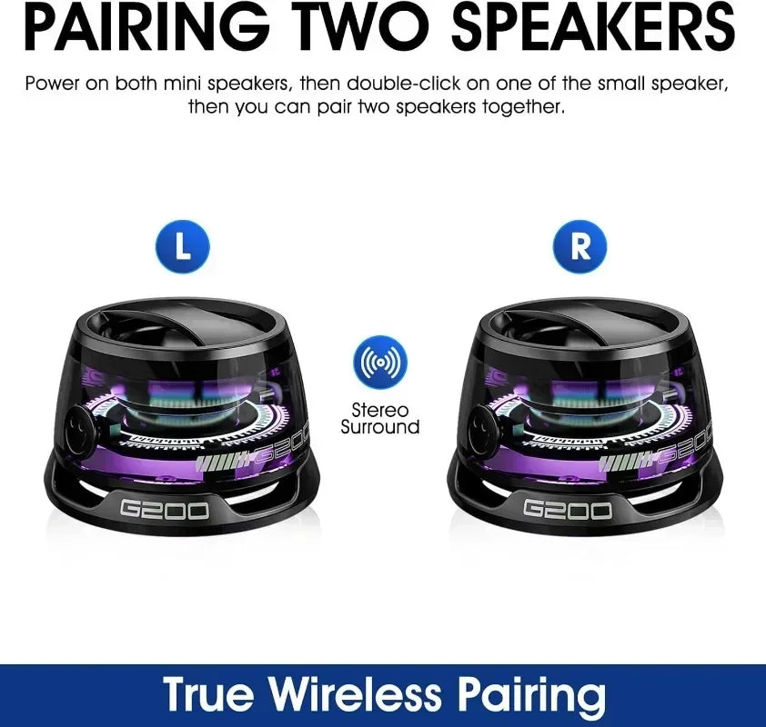 Outdoor Magnetic Bluetooth Speaker Wireless Portable Mini Travel Stereo Speaker with RGB Color Light and Phone Holder